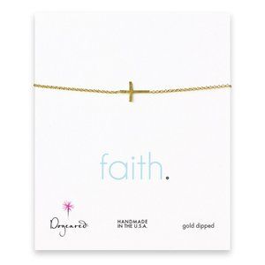 Dogeared Miniature Sideways Cross Bracelet in Gold